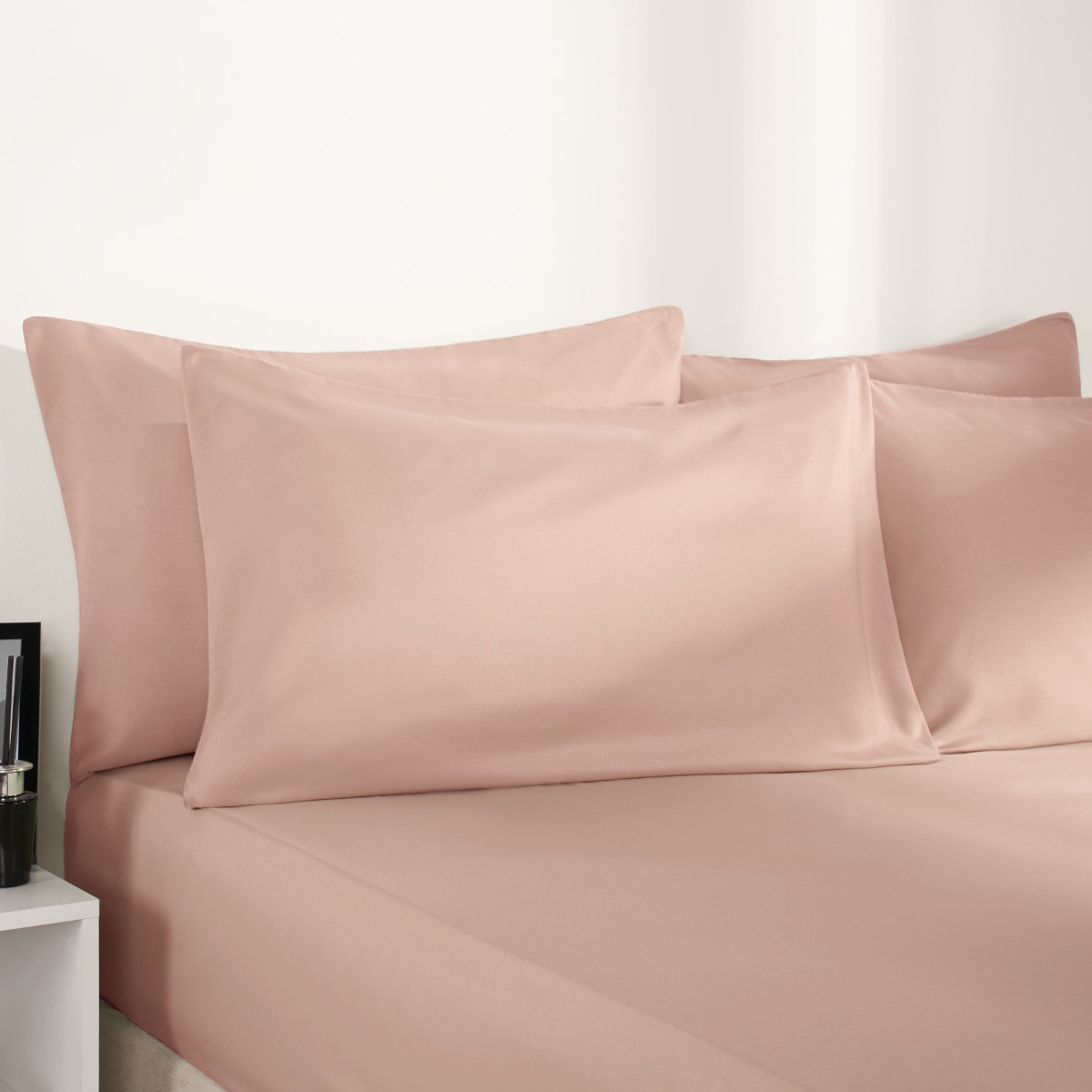 Brentfords Plain Fitted Bed Sheet, Blush Pink - Double>