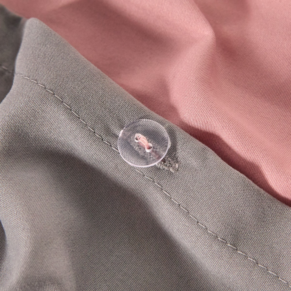 OHS Reversible Duvet Cover Set, Blush Pink Grey - Double>