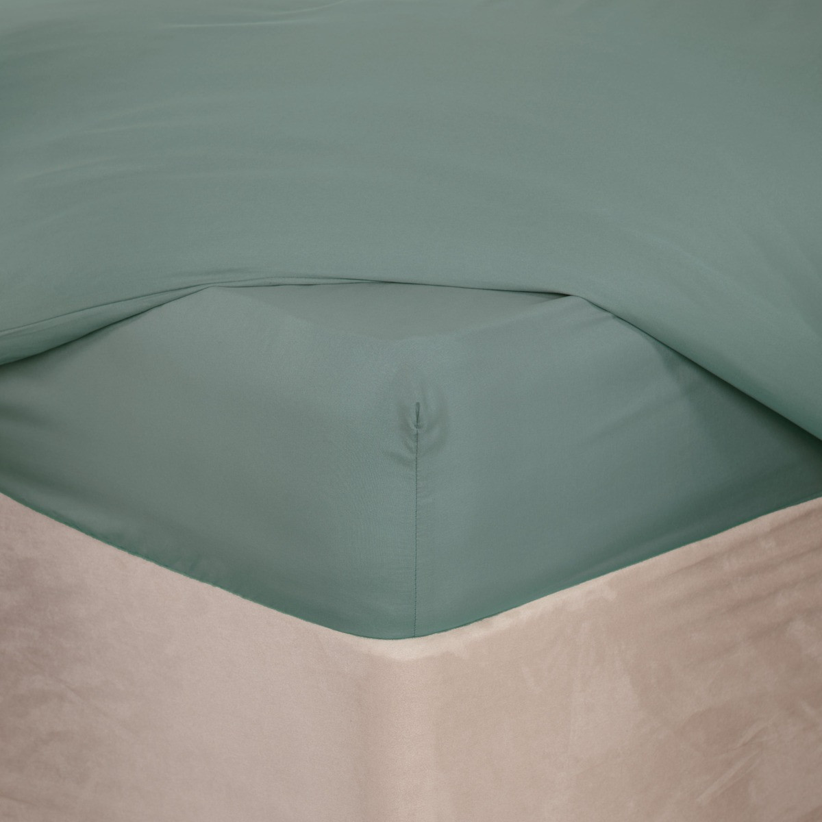 Brentfords Plain Dye Bed Fitted Sheet Soft Microfibre - Duck Egg - Double Size>