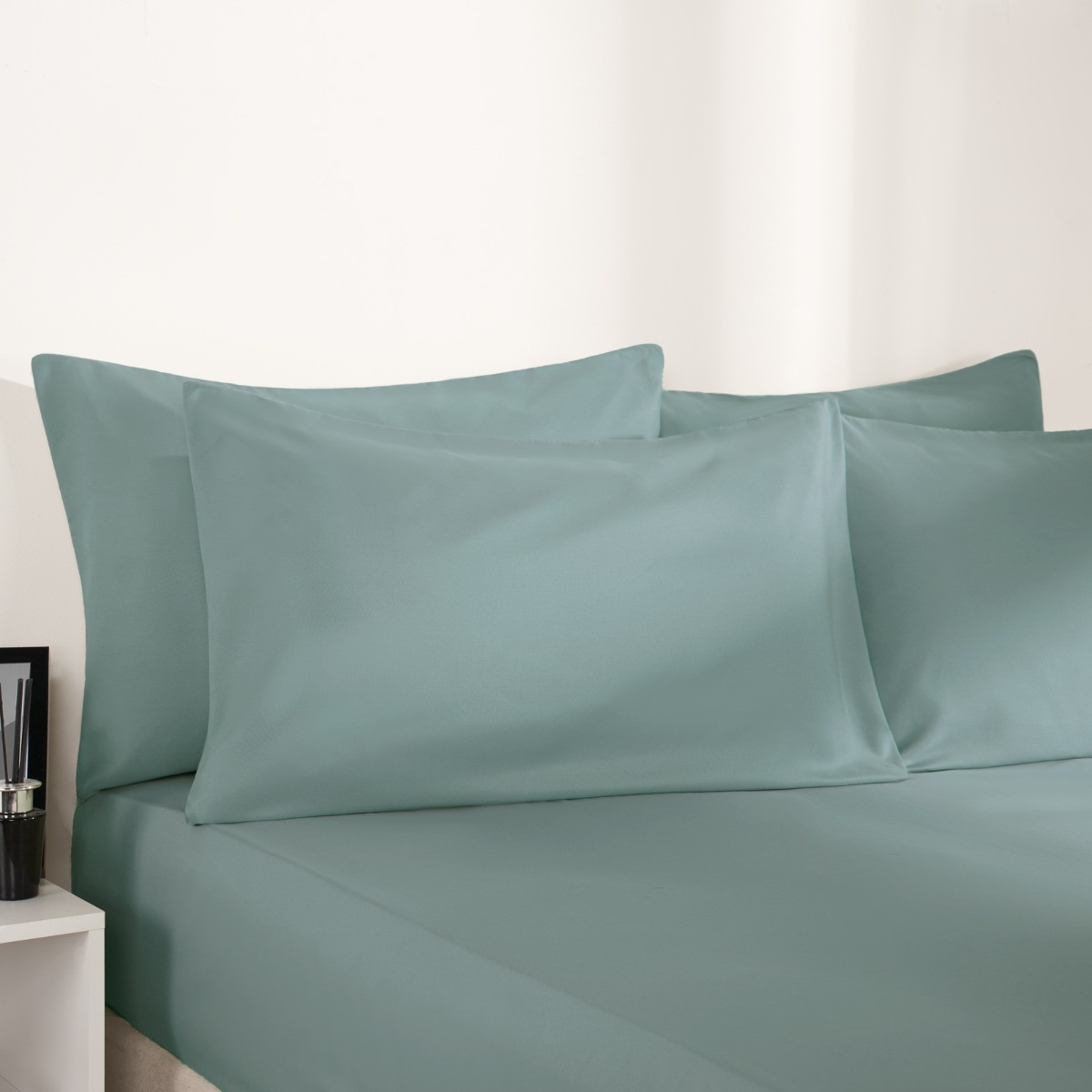 Brentfords Plain Dye Bed Fitted Sheet Soft Microfibre - Duck Egg - Superking Size>