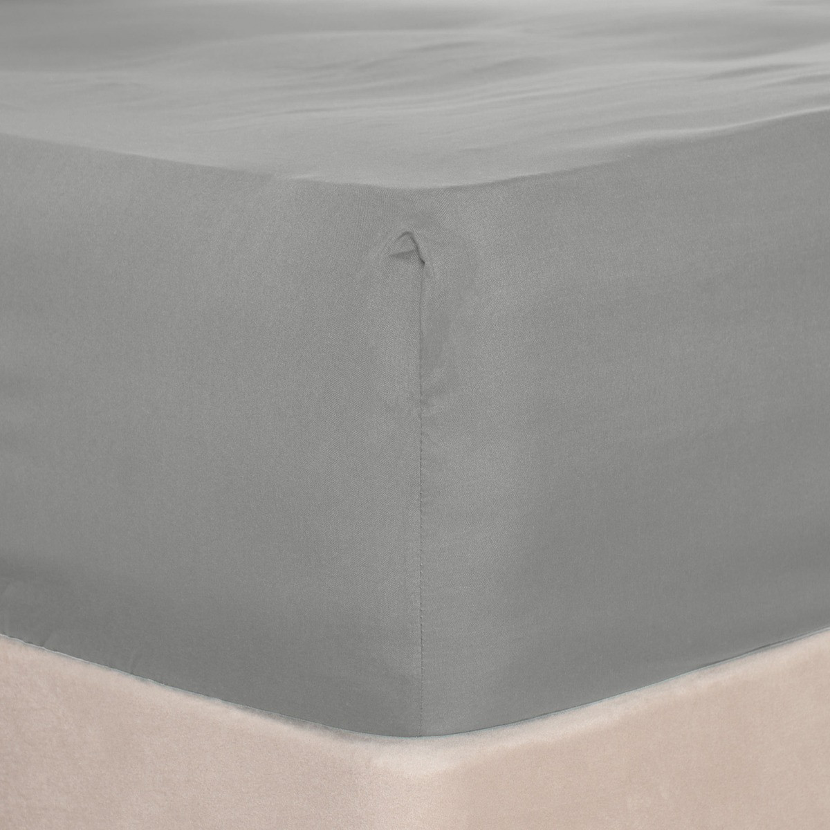 OHS Plain Dyed Deep Fitted Sheet, Grey - Double>