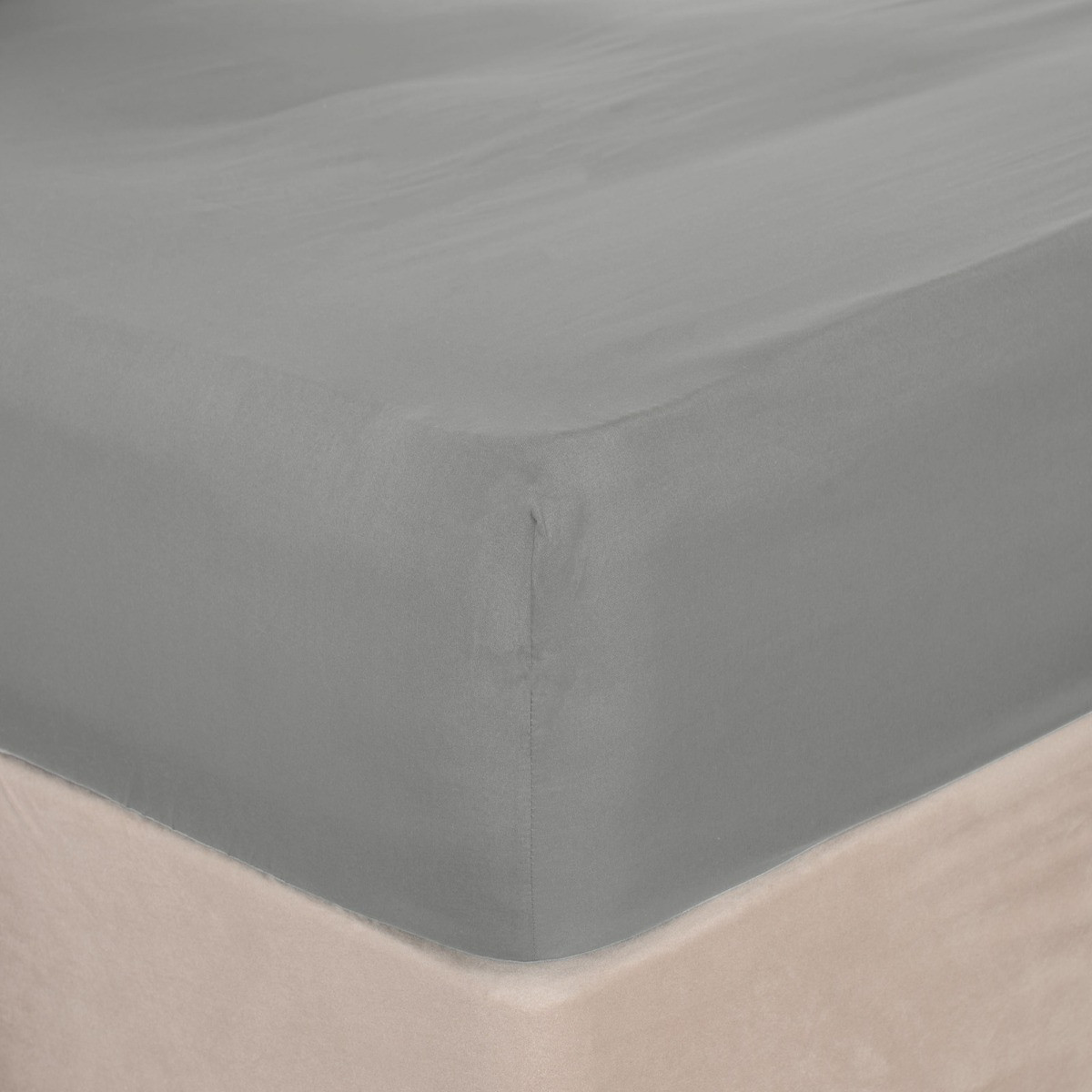 OHS Plain Dyed Deep Fitted Sheet, Grey - Superking>