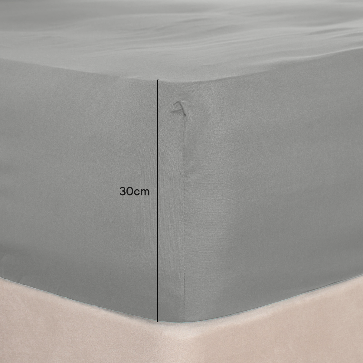 OHS Plain Dyed Deep Fitted Sheet, Grey - King>