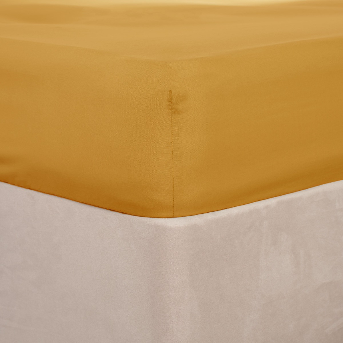Brentfords Plain Fitted Bed Sheet, Mustard Ochre Yellow - King>