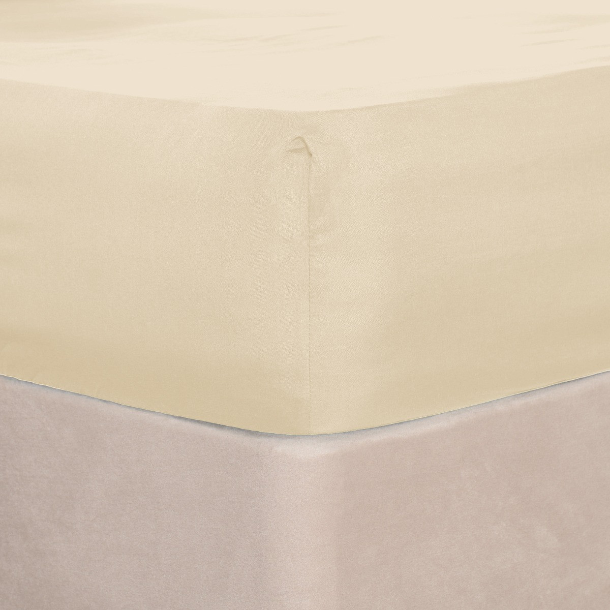 OHS Plain Dyed Fitted Sheet, Ivory - Double>