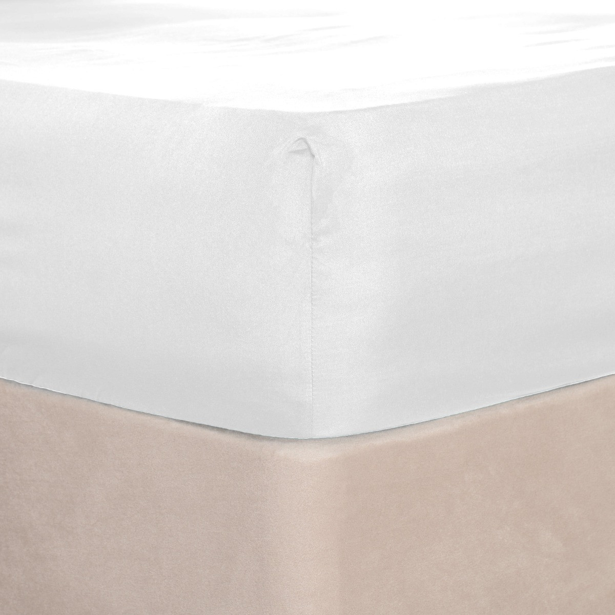 Brentfords Plain Dye Bed Fitted Sheet Soft Microfibre - White - Superking Size>
