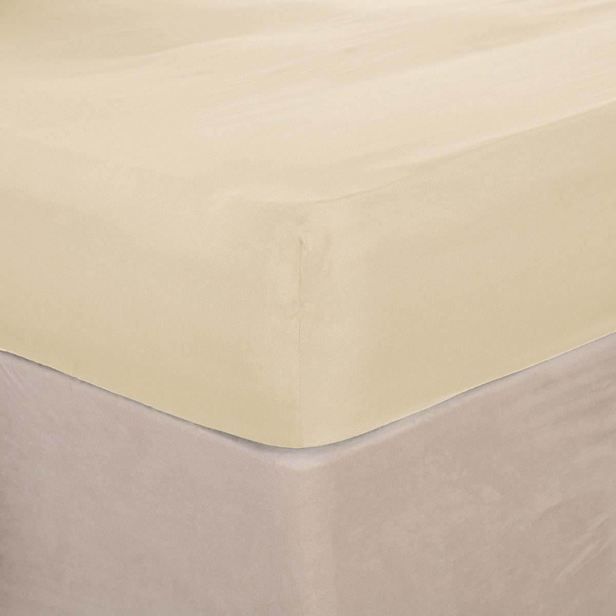 OHS Plain Dyed Fitted Sheet, Ivory - Double>