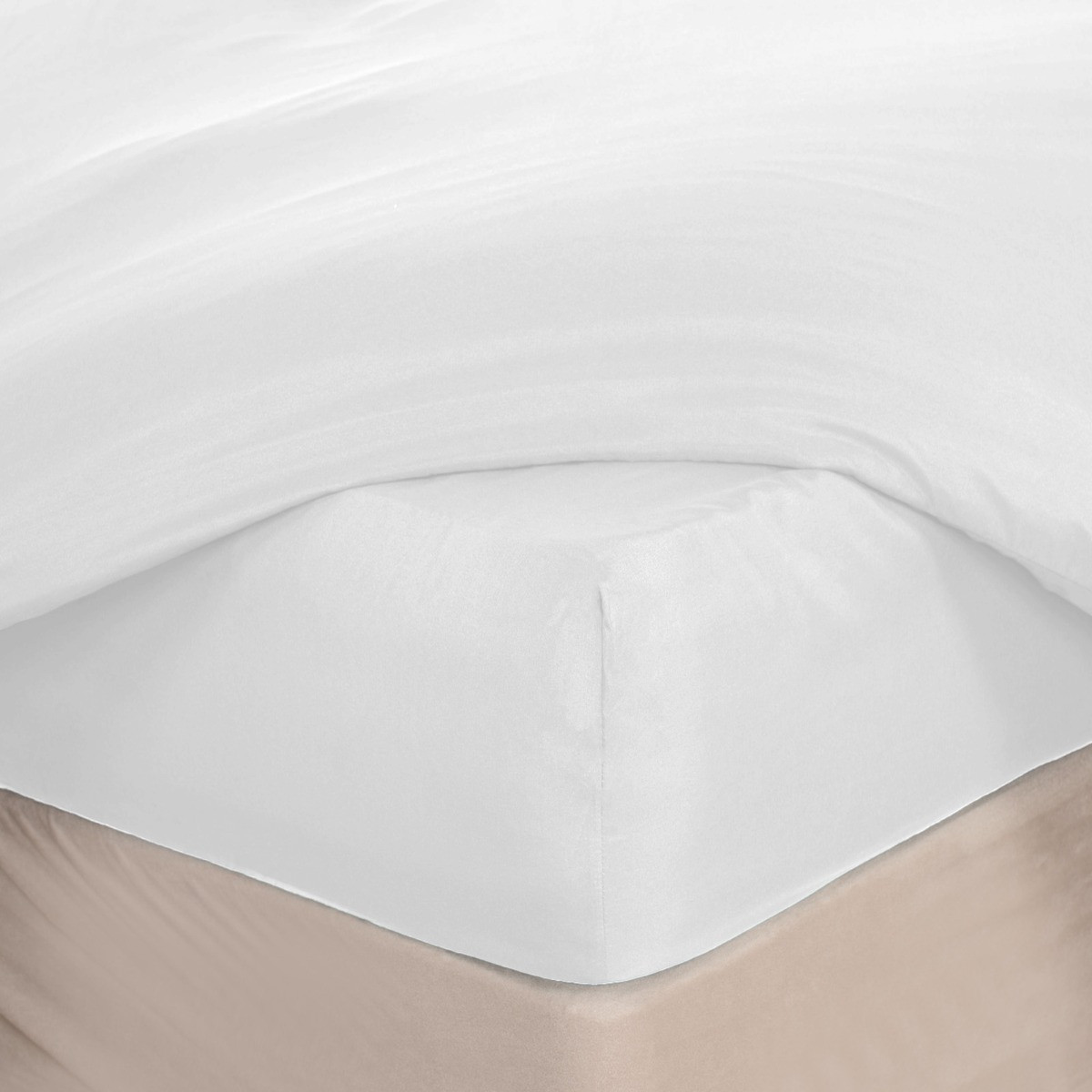 OHS Plain Dyed Deep Fitted Sheet - White>