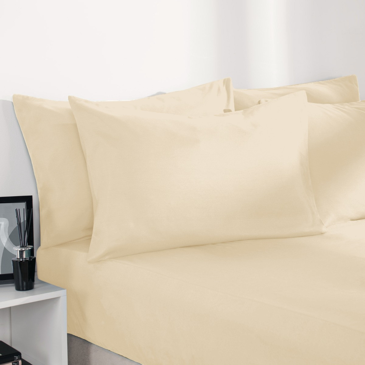 OHS Plain Dyed Fitted Sheet, Ivory - Single>