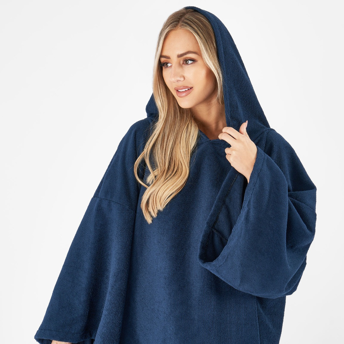 Brentfords Adult Poncho Oversized Changing Robe - Navy Blue>