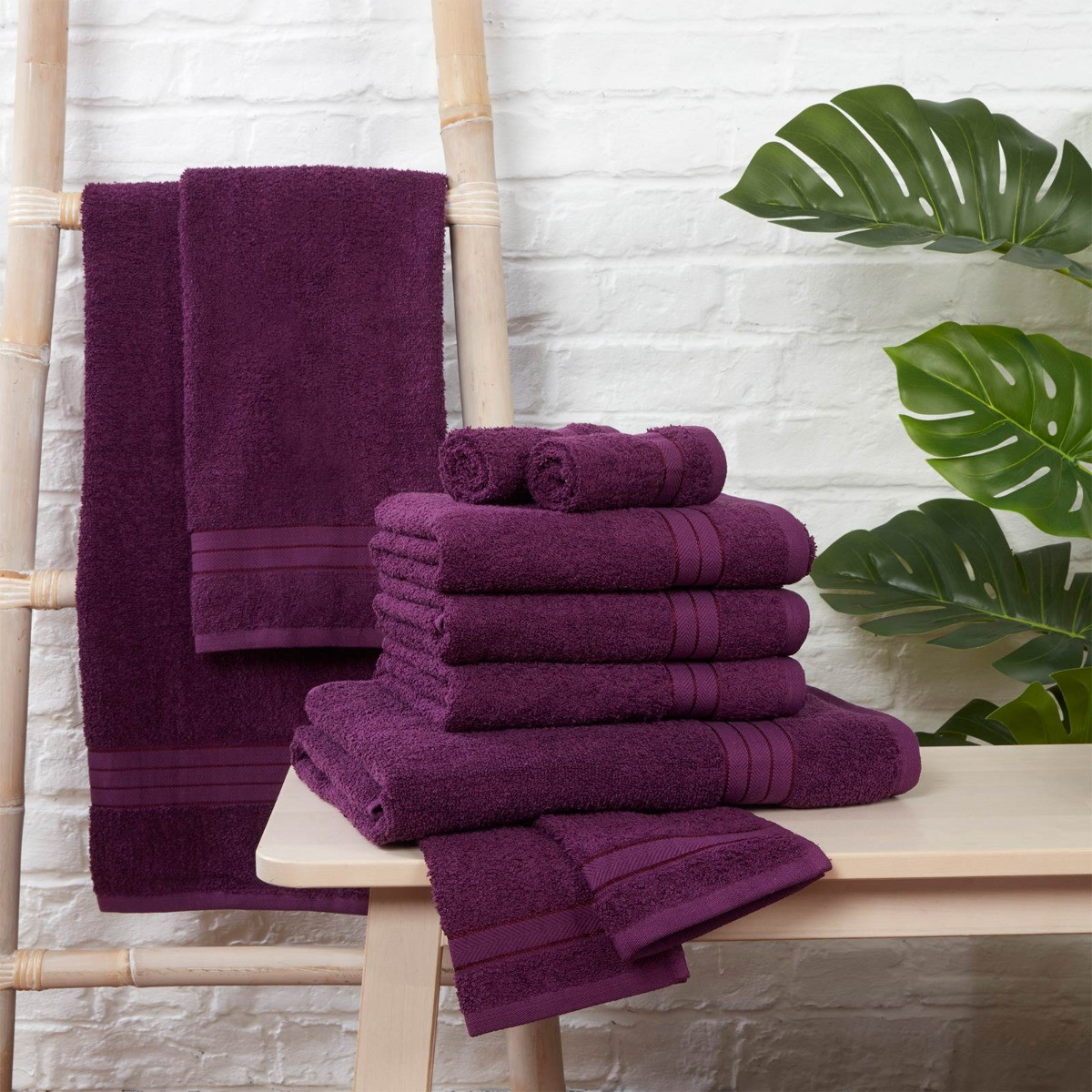 Brentfords Towel Bale 10 Piece - Purple>