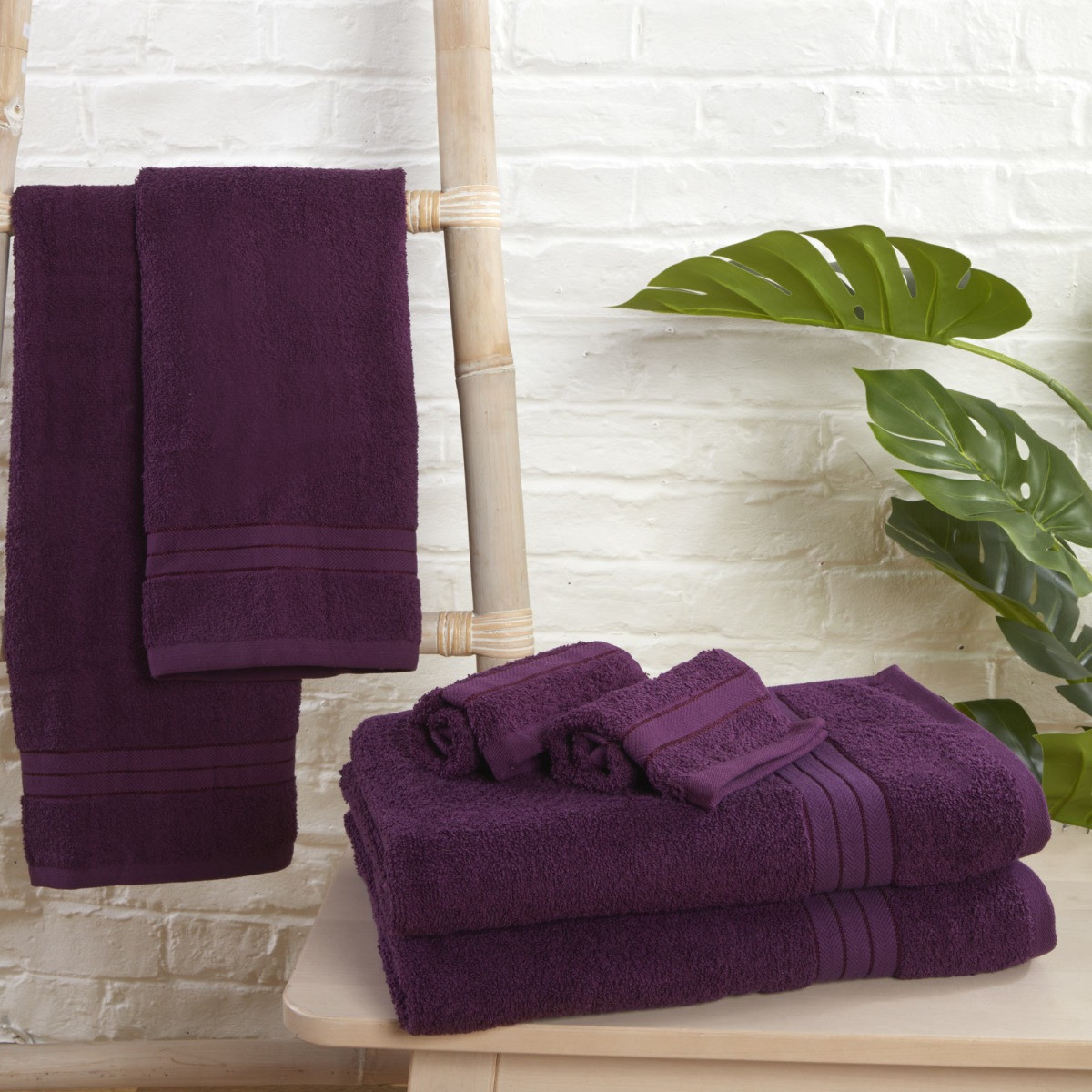 Brentfords 100% Cotton Flannel Face Cloth, Purple - 1PC>