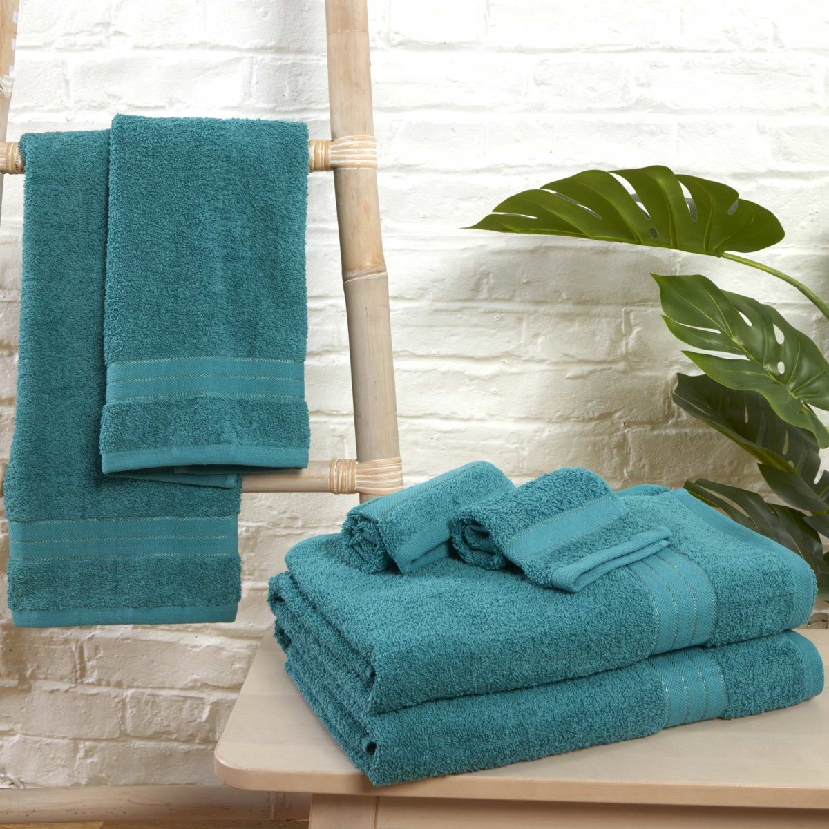 Brentfords 100% Cotton Flannel Face Cloth, Teal - 1PC>