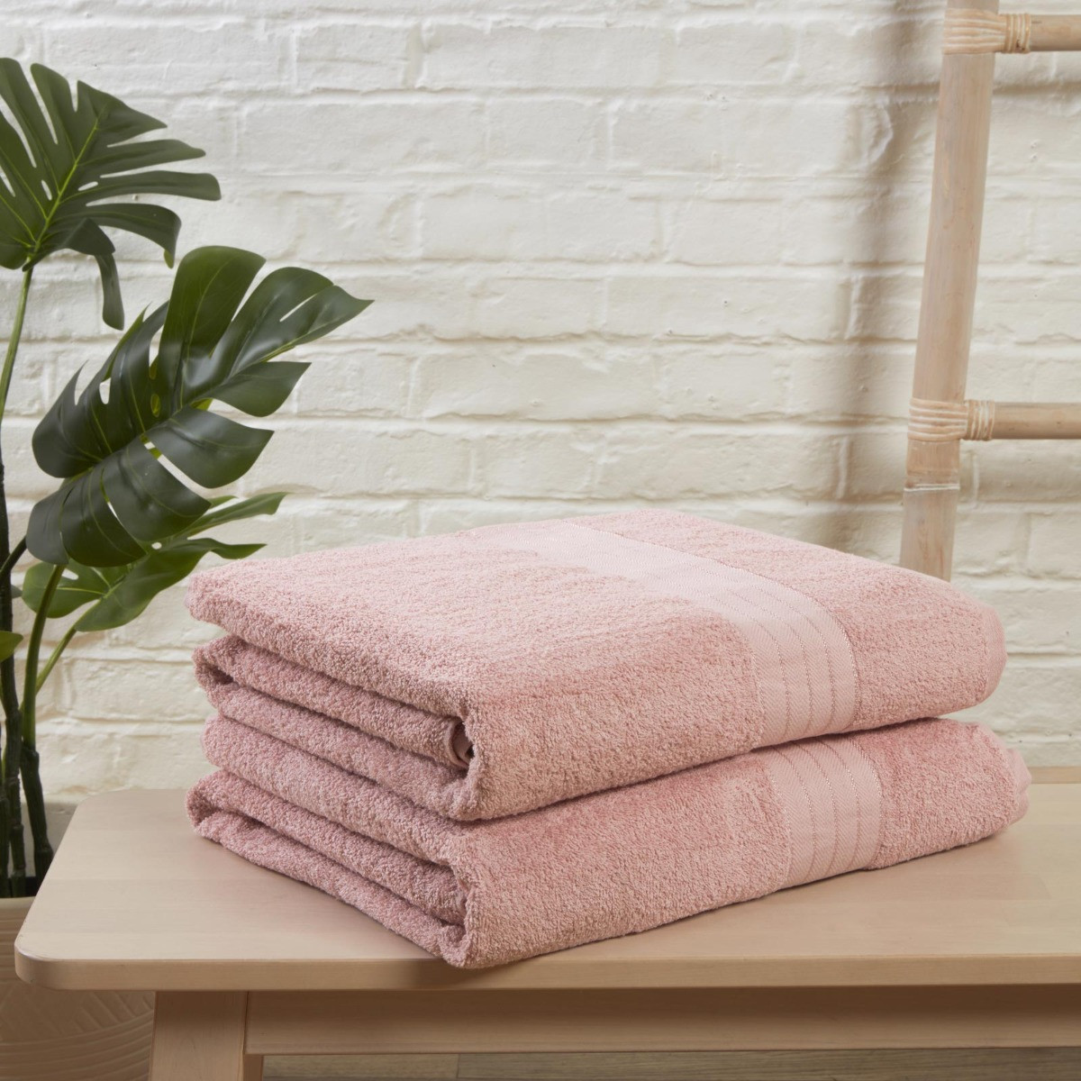 Brentfords 2 Jumbo Bath Sheets - Blush Pink>