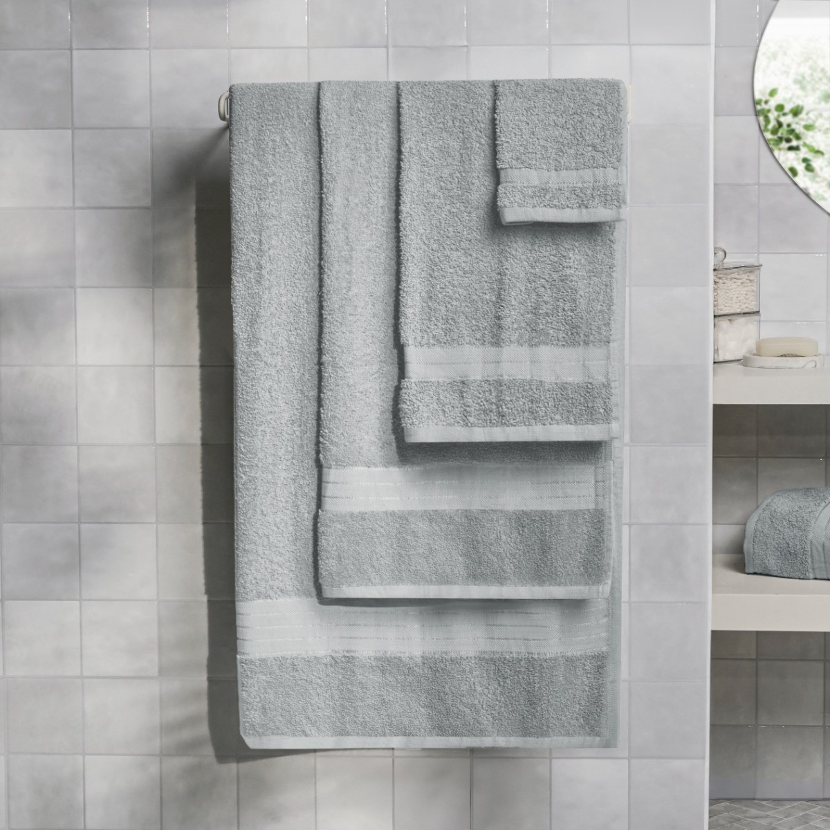 OHS 100% Cotton Hand Towel, Silver Grey - 1PC>