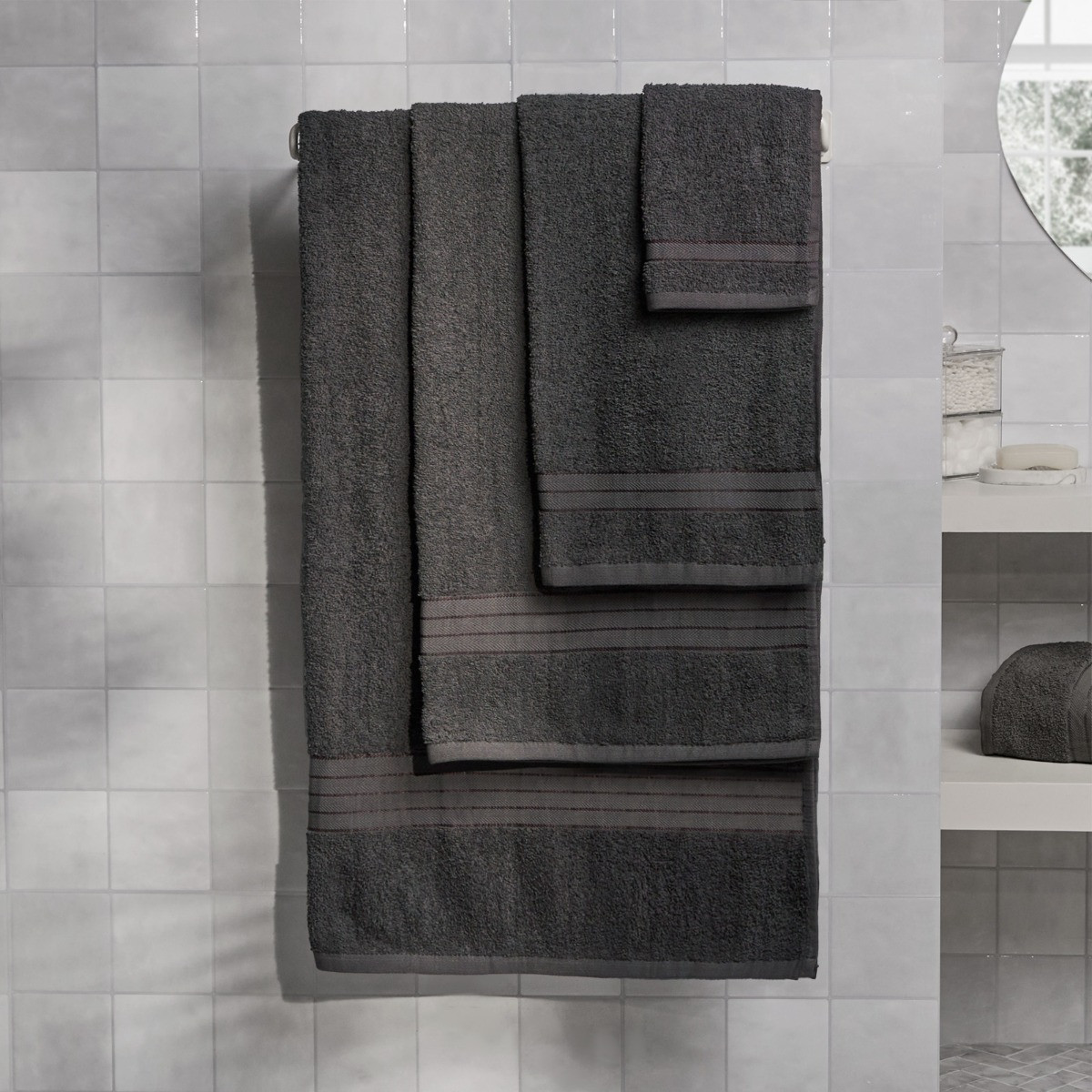 OHS 100% Cotton Hand Towel, Charcoal Grey - 1PC>