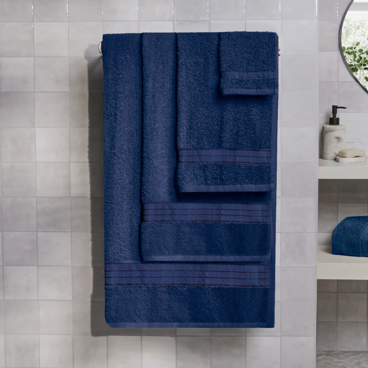 OHS 100% Cotton Flannel Face Cloth, Navy - 1PC>