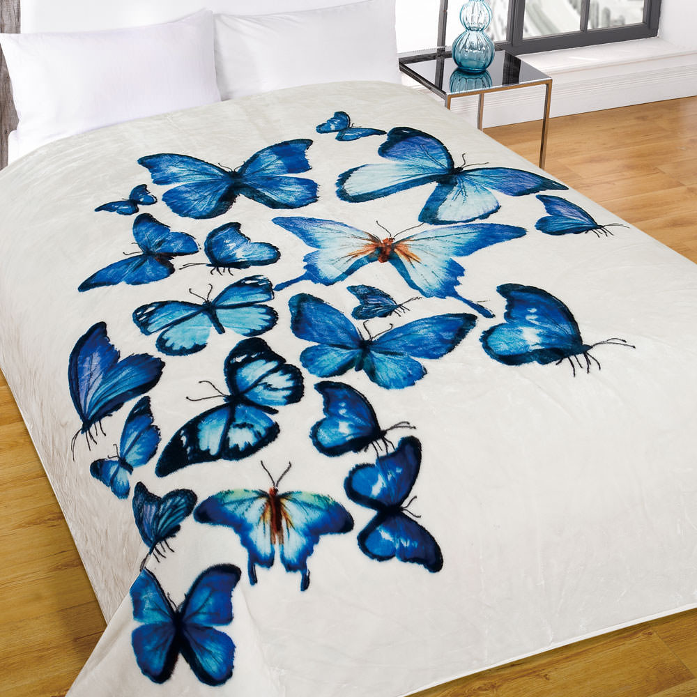 Large Butterfly  Throw Over, Pink - 150 x 200cm>