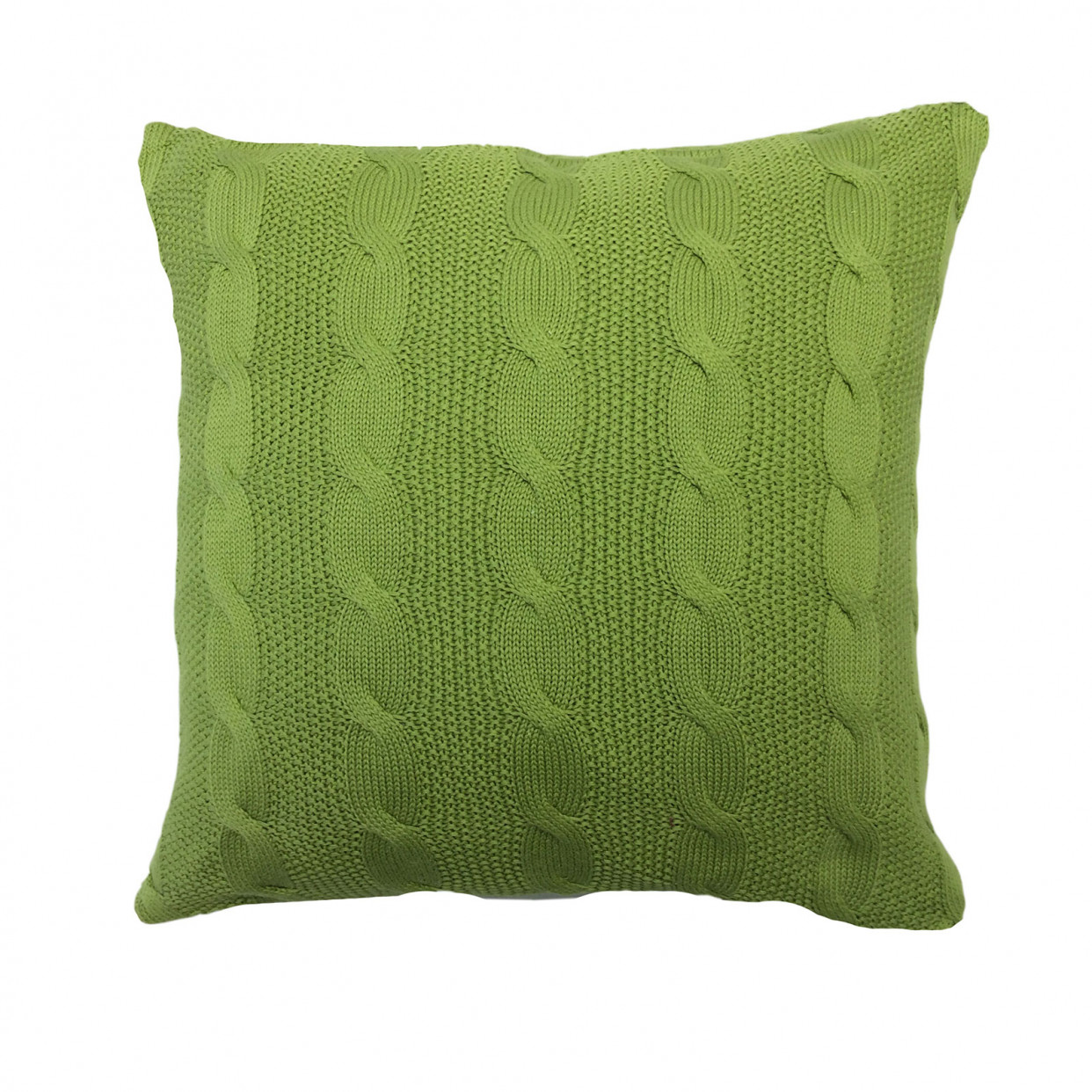 Highams Cable Knit 100% Cotton Cushion Cover - Apple Green>