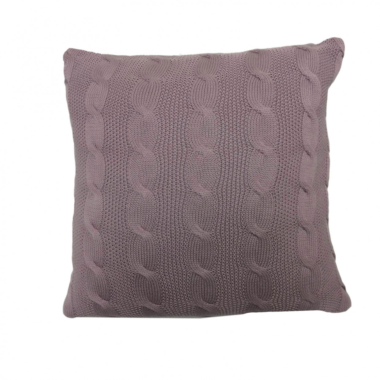 Highams Cable Knit 100% Cotton Cushion Cover - Muted Heather>