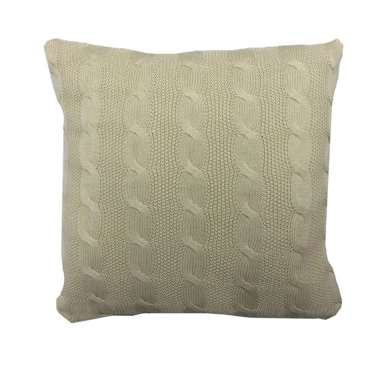 Highams Cable Knit 100% Cotton Cushion Cover - Natural Beige>