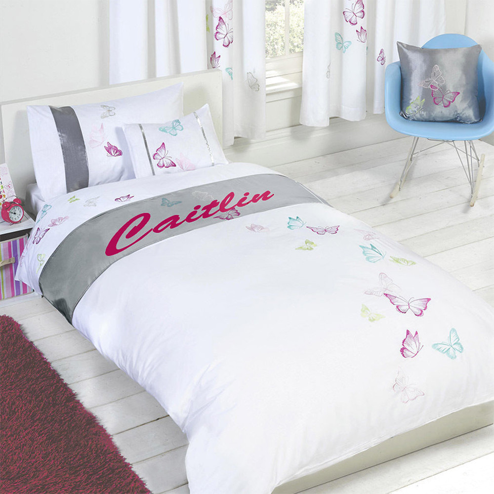 Tobias Baker Personalised Butterfly Duvet Cover Pillow Case Bedding Set - Caitlin, Single>