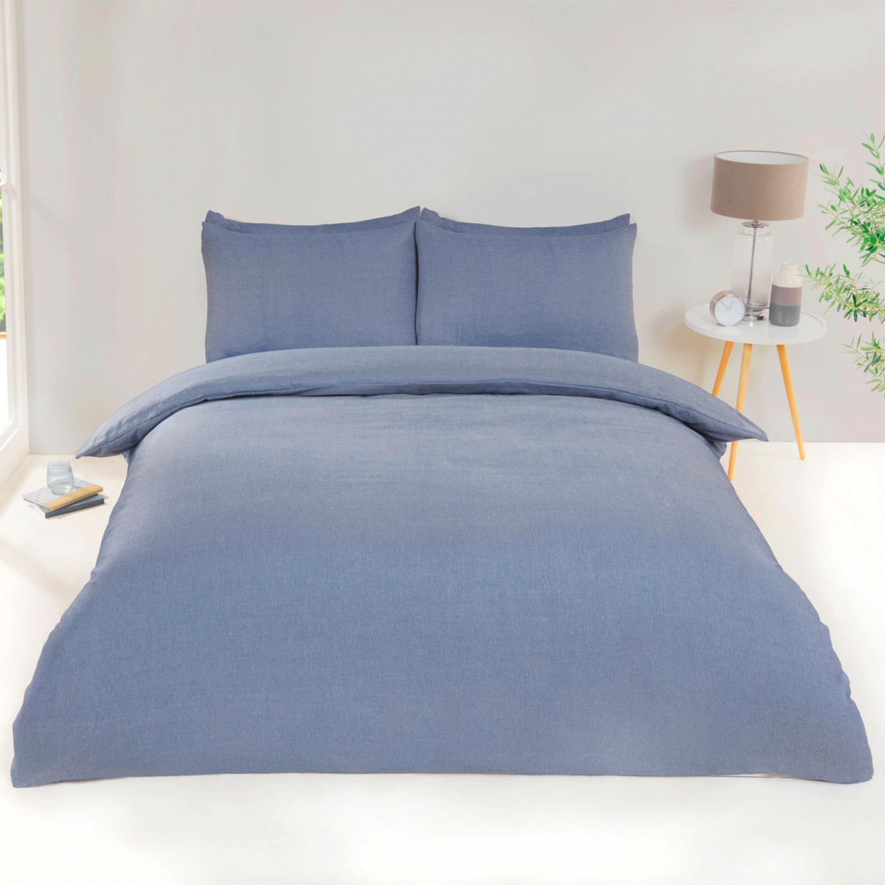 OHS Chambray Duvet Set, Blue - Single>