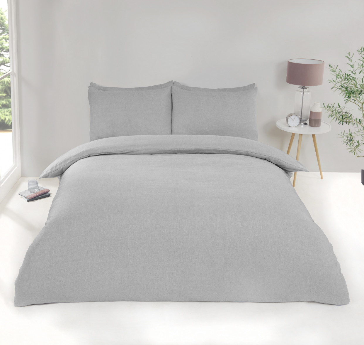 OHS Chambray Duvet Set, Grey - King>