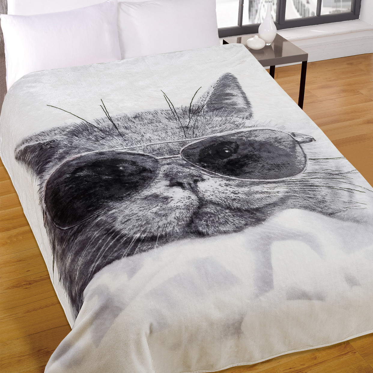 Dreamscene Large Animal Faux Fur Throw Warm Sofa Bed Blanket Kitten Cat in Shades - 150 x 200cm>