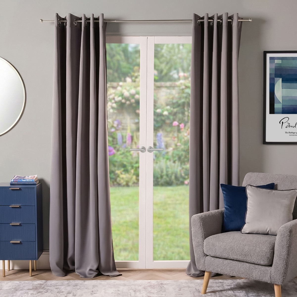 OHS Eyelet Blackout Curtains - Charcoal, 46" X 72">