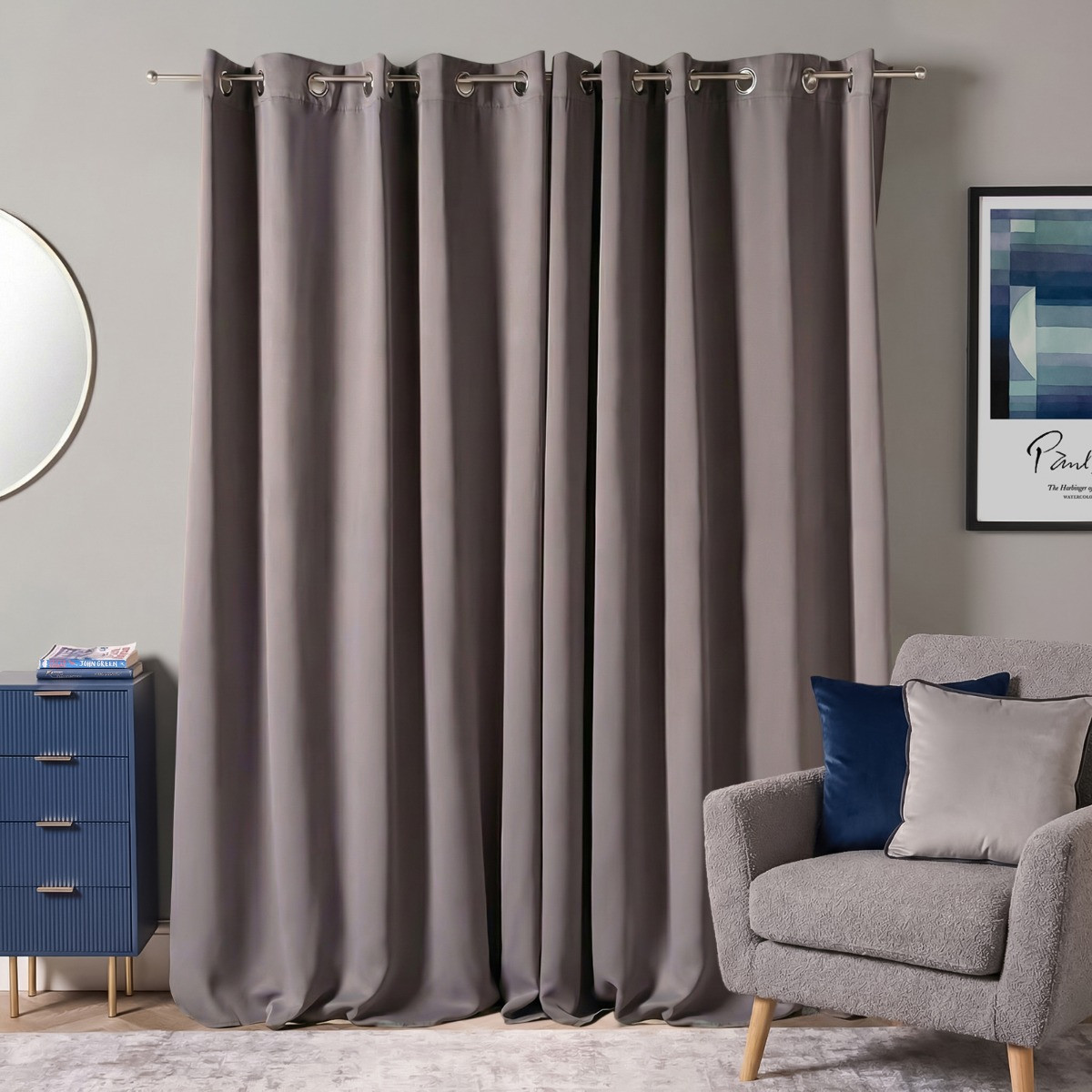 OHS Eyelet Blackout Curtains - Charcoal, 66" X 54">