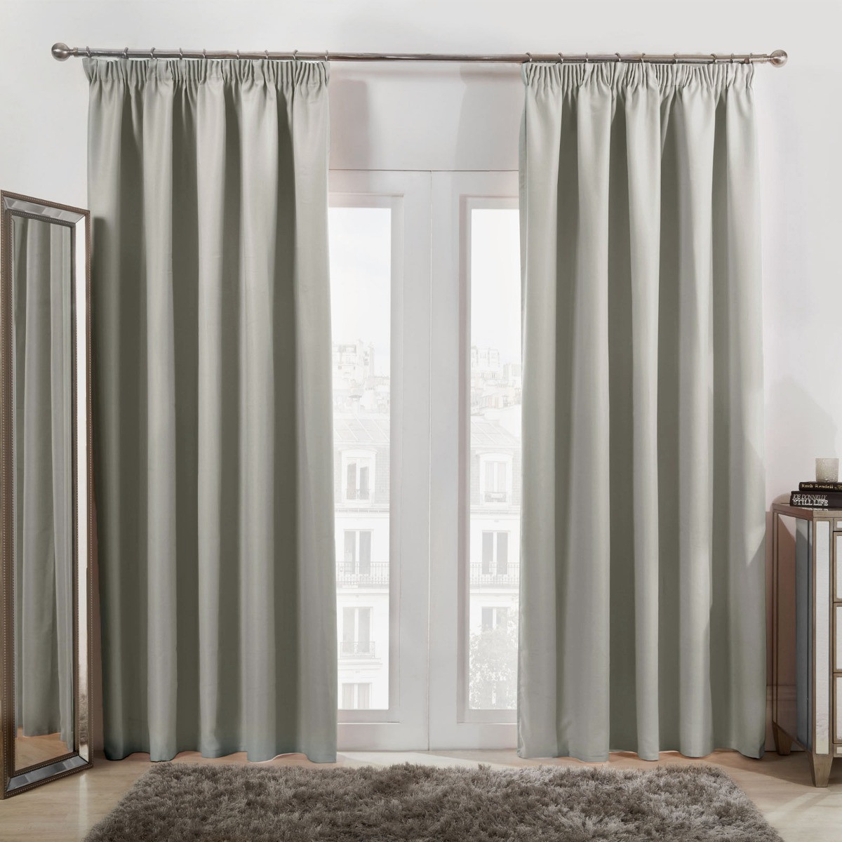 OHS Pencil Pleat Blackout Curtains - Ash Grey>