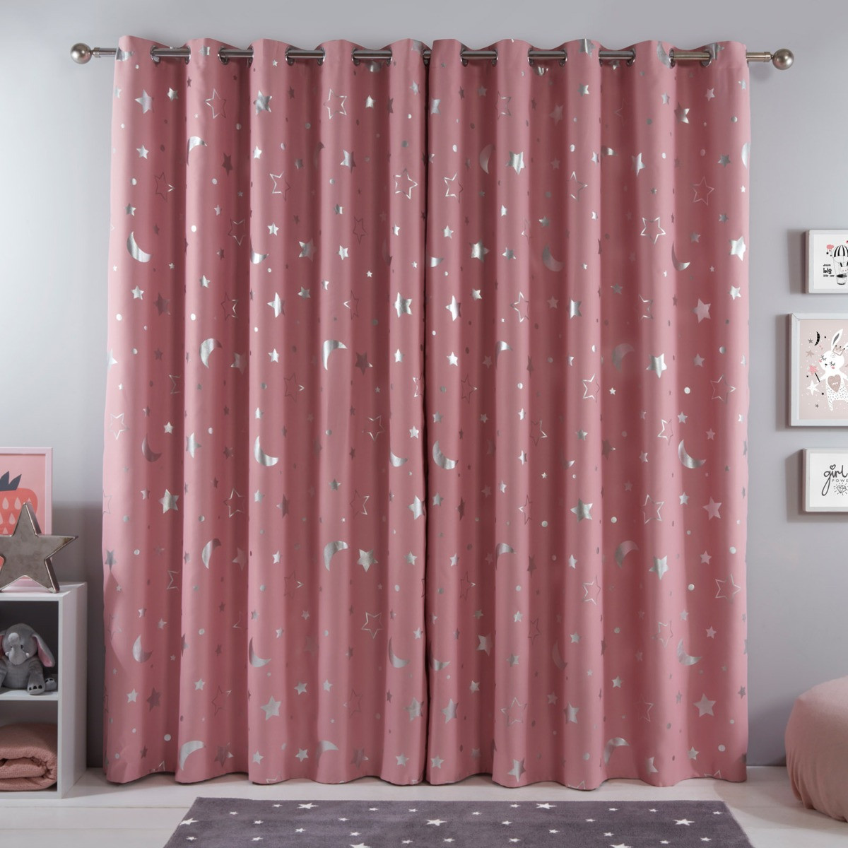 Dreamscene by OHS Star Galaxy Blackout Curtains Grommet Top - Blush Pink>