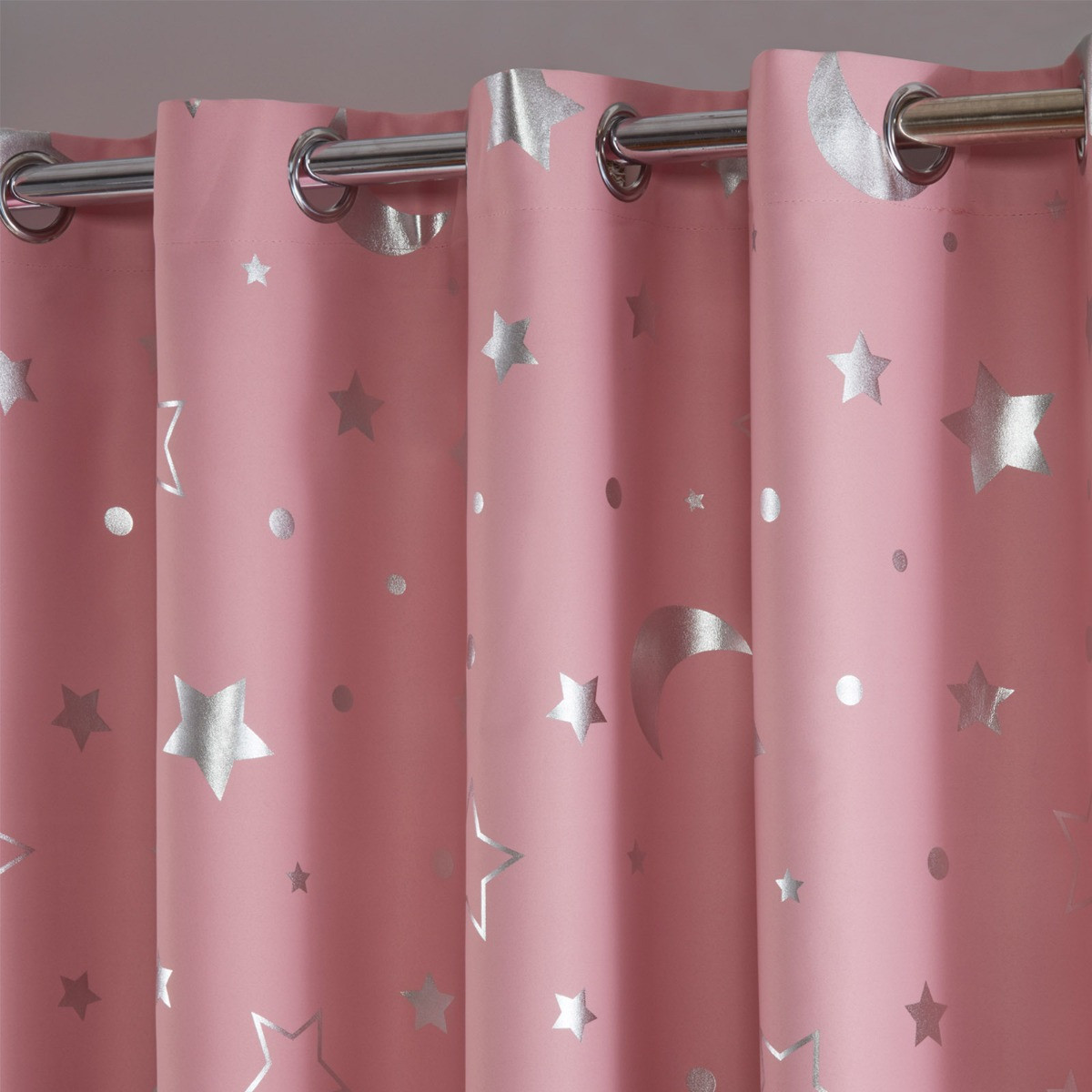 OHS Star Blackout Galaxy Kids Curtains - Blush Pink>