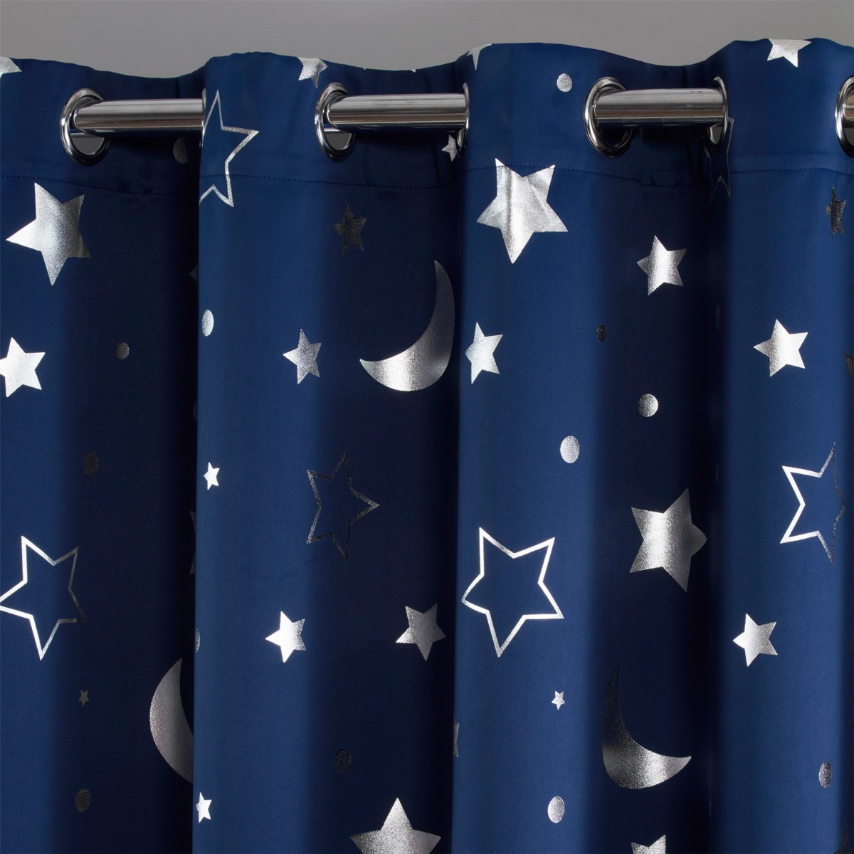 OHS Galaxy Star Kids Eyelet Blackout Curtains, Navy Blue - 66" x 54">