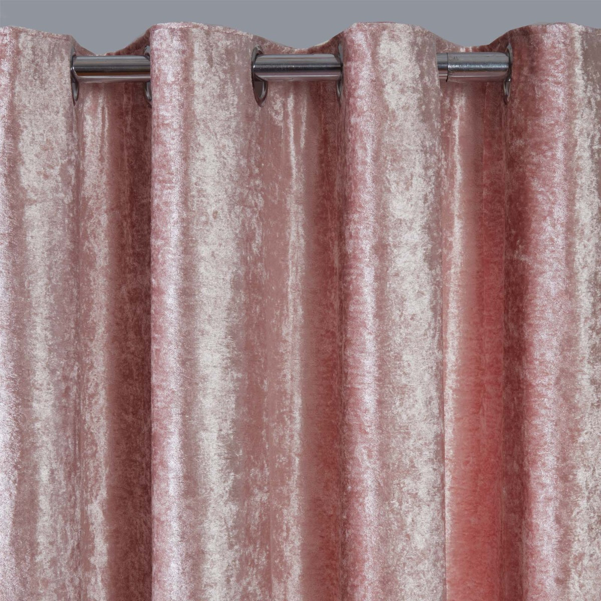 OHS Eyelet Crushed Velvet Curtains - Blush>