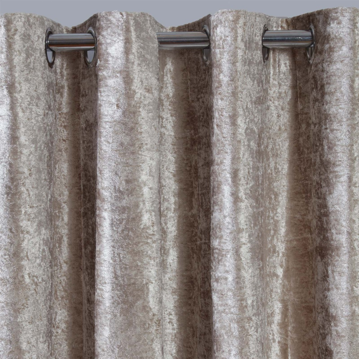 Sienna Eyelet Crushed Velvet Curtains - Natural>