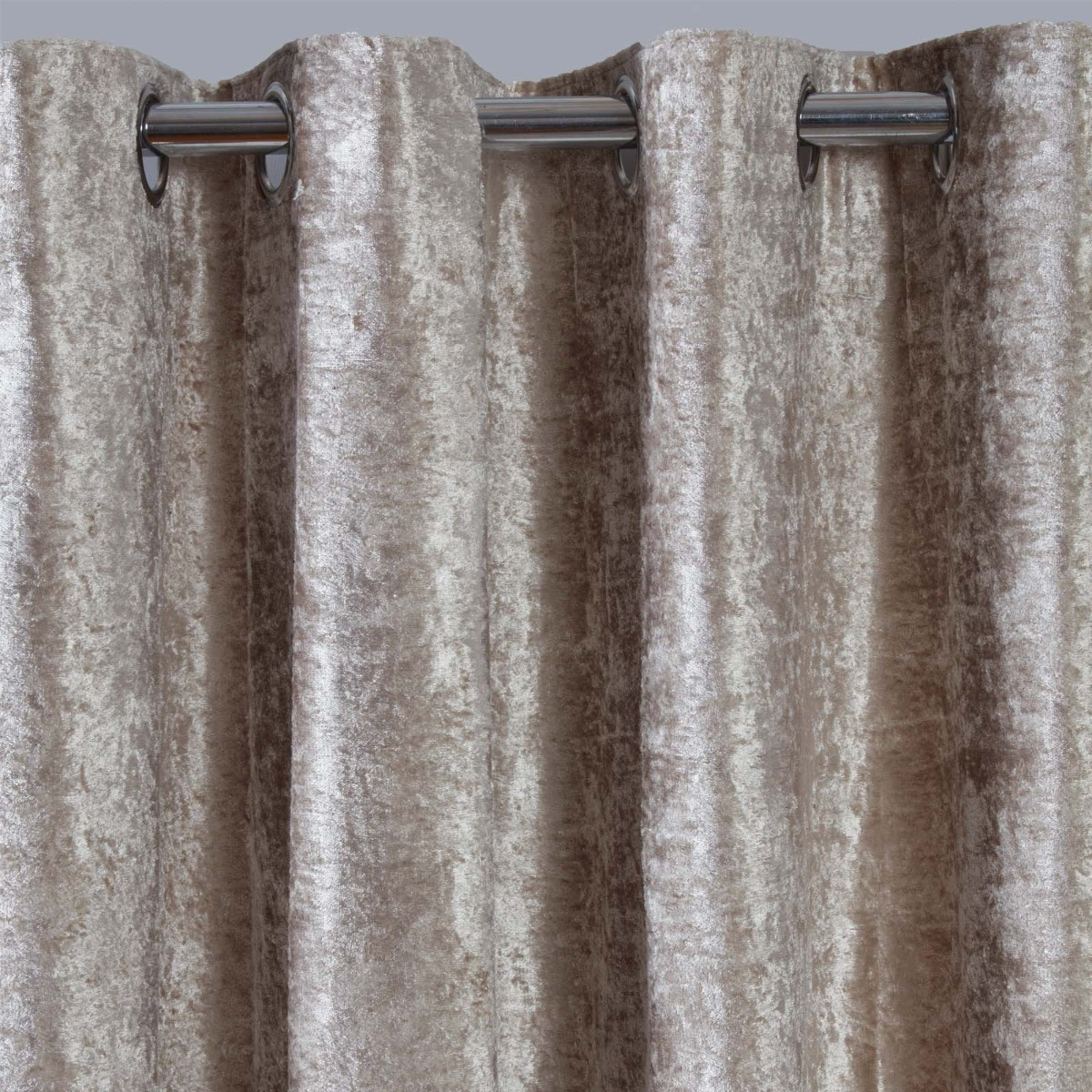 OHS Eyelet Crushed Velvet Curtains - Natural>