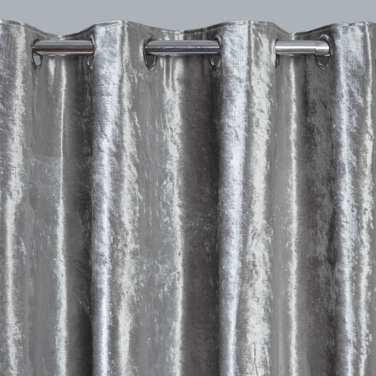 Sienna Eyelet Crushed Velvet Curtains - Silver>