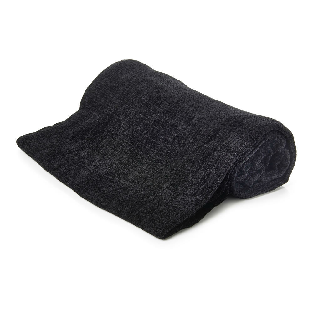 Chenille Throw - Black, 125 x 150cm>