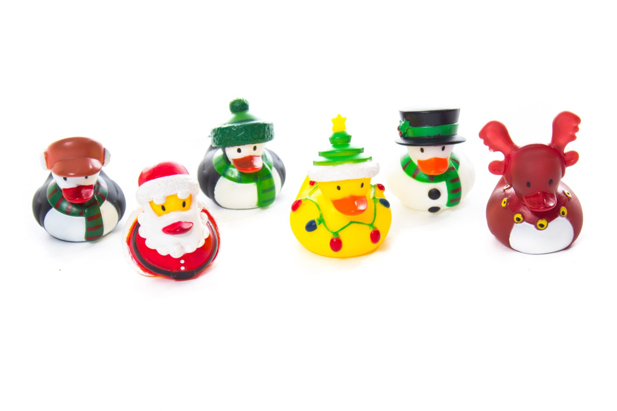 OHS Quackers Christmas Rubber Ducks Bath Toys, Multi - 6 Pack>
