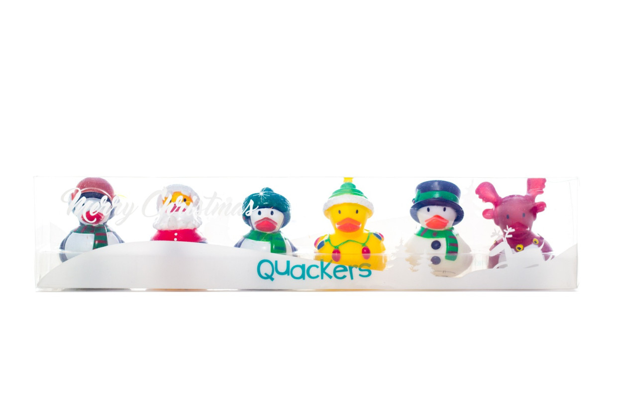 OHS Quackers Christmas Rubber Ducks Bath Toys, Multi - 6 Pack>