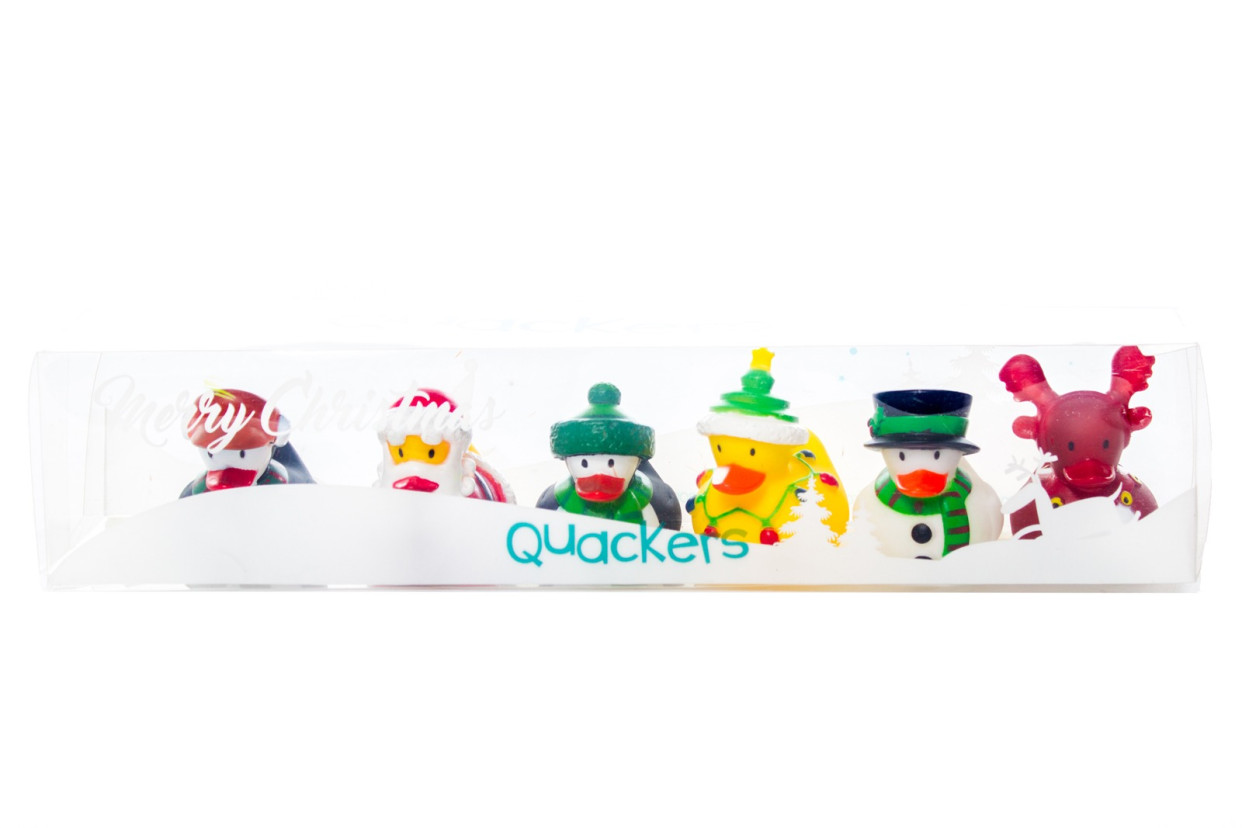 OHS Quackers Christmas Rubber Ducks Bath Toys, Multi - 6 Pack>