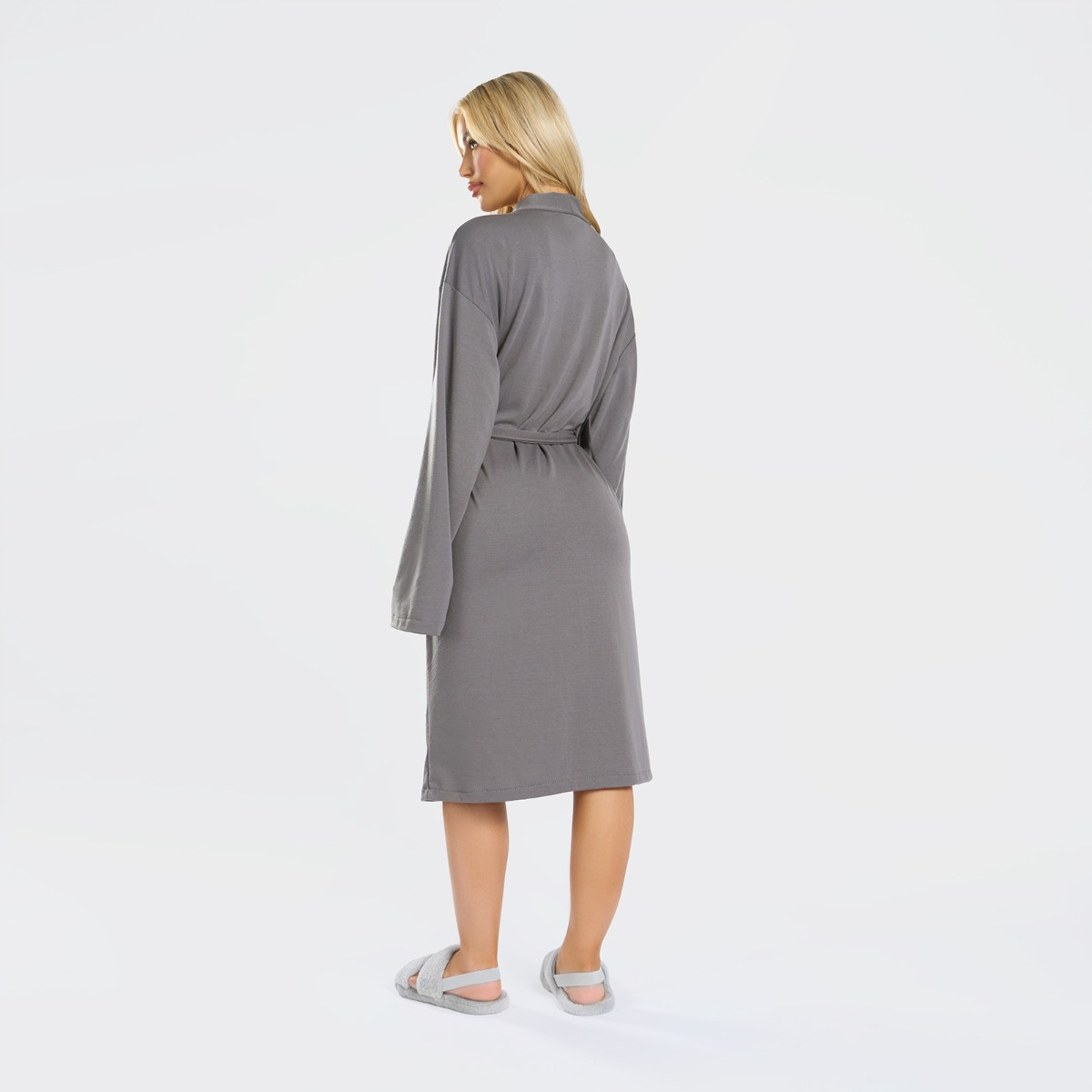 OHS Jersey Dressing Gown Robe - Charcoal>