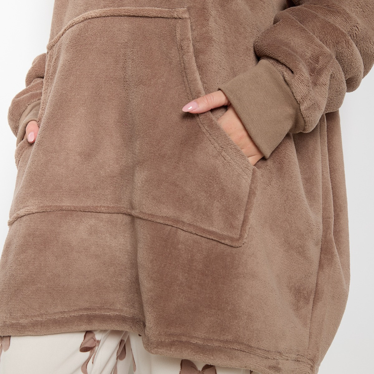 OHS Supersoft Hoodie Blanket, Adults - Mink Brown>