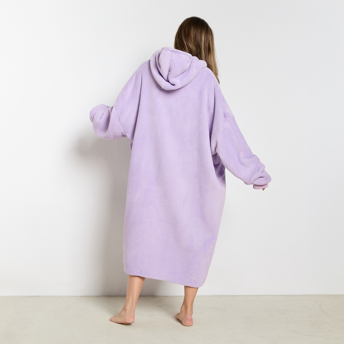 OHS Extra-Long Sherpa Hoodie Blanket - Lilac>