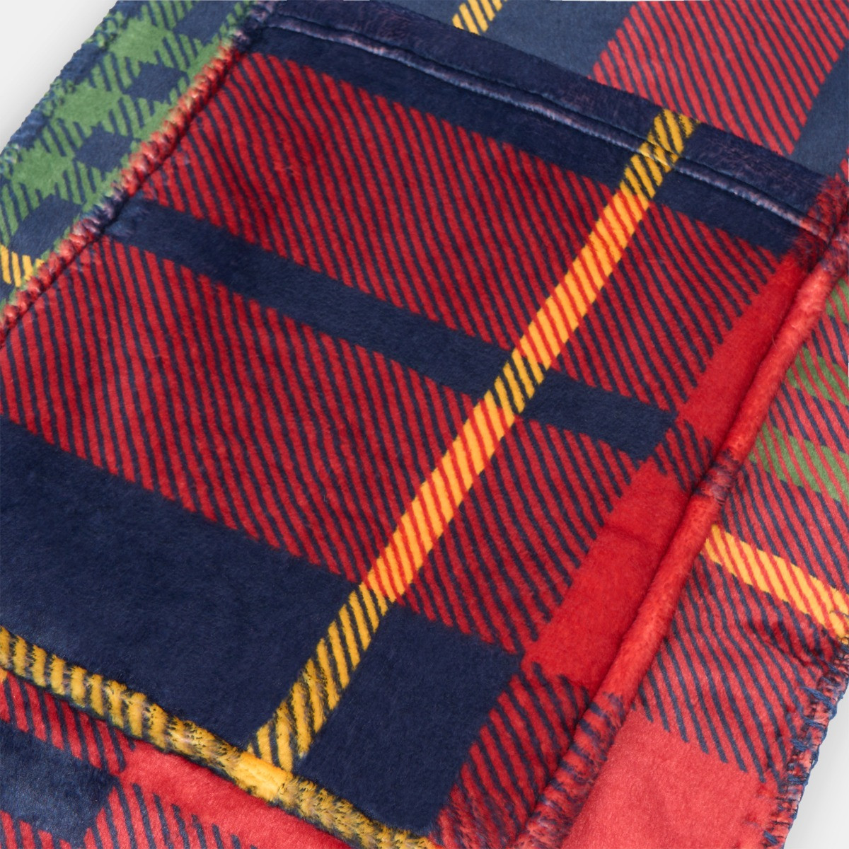 OHS Oxford Check Fleece Pocket Scarf - Navy/Red>