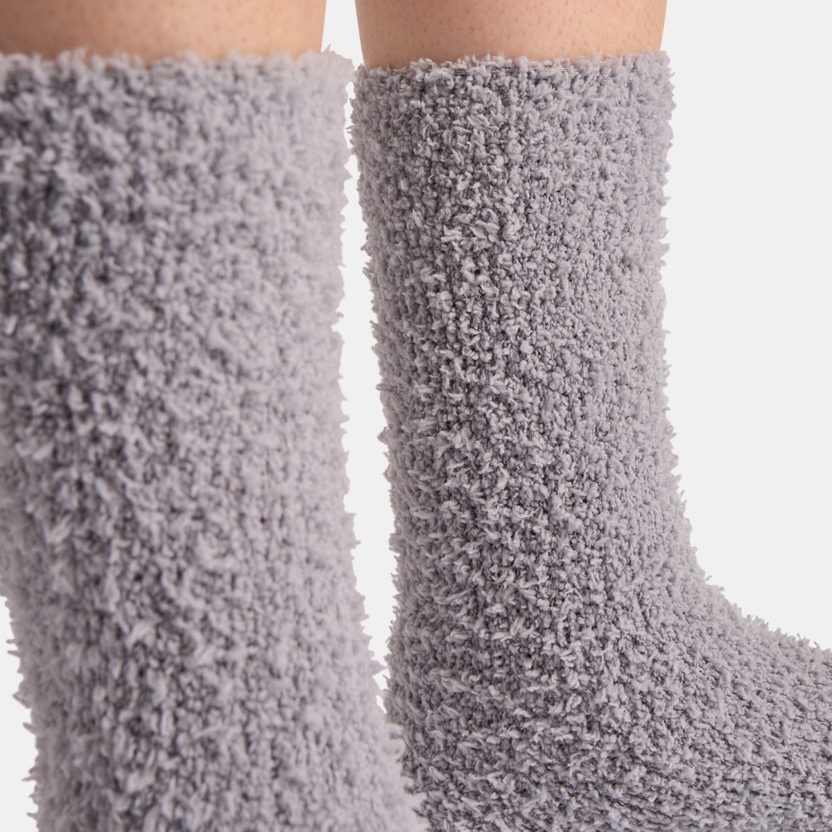 OHS 3 Pack Fluffy Fleece Socks - Grey Blush Cream>