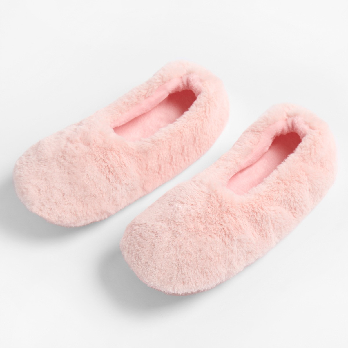 OHS Faux Fur Memory Foam Slipper Socks - Blush>