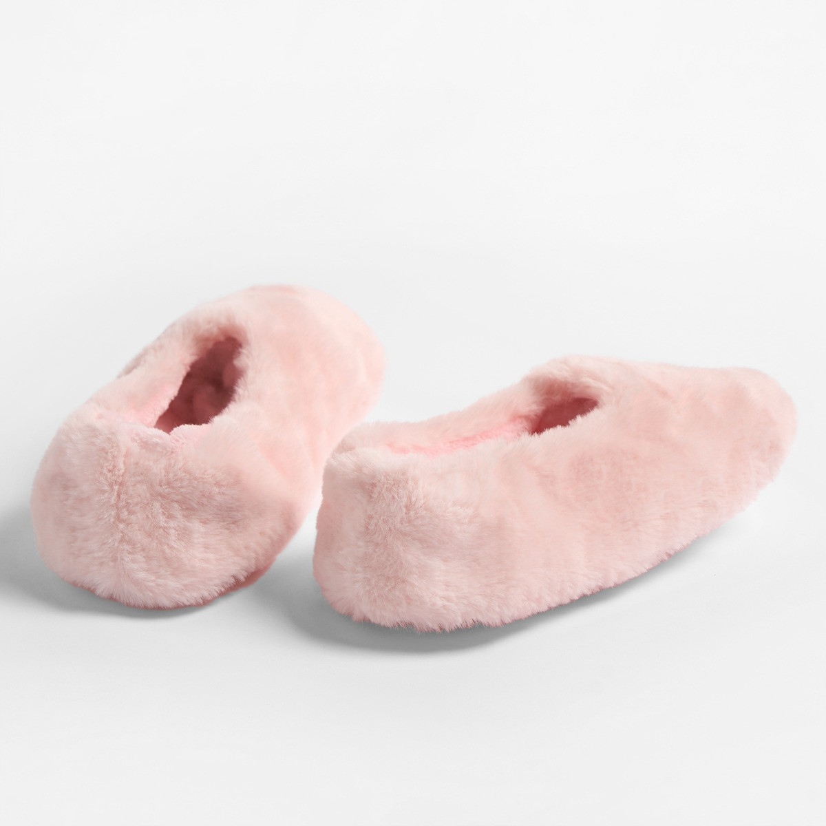 OHS Faux Fur Memory Foam Slipper Socks - Blush>